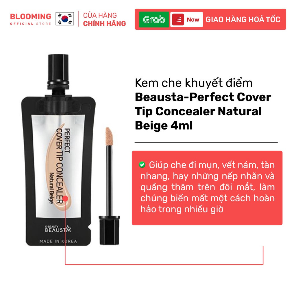 Kem che khuyết điểm Beausta-Perfect Cover Tip Concealer Natural Beige 4ml