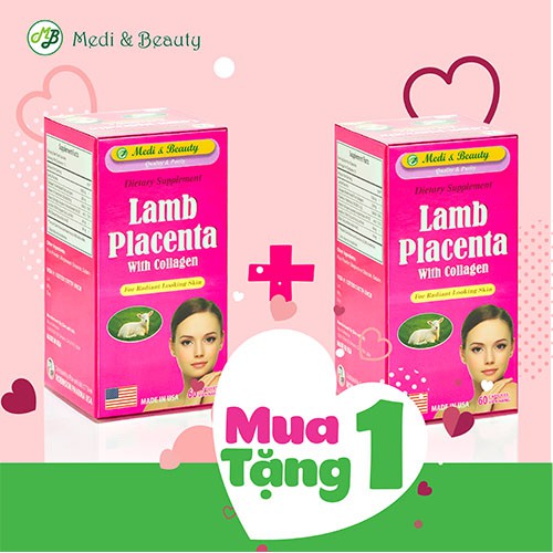 Combo viên uống Đẹp da, Giảm thâm nám LAMB PLACENTA with Collagen USA c/60v - Medibeauty