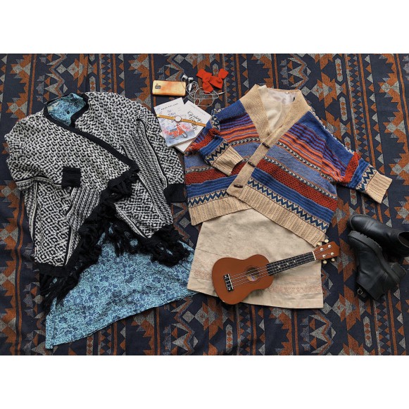 Áo khoác len thổ cẩm phong cách bohemian