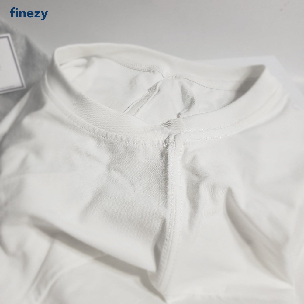 Áo thun basic nam Finezy màu trắng cổ tròn tay ngắn vải cotton co giãn, thoáng mát