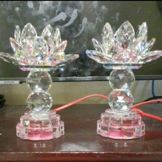 Đèn thờ pha lê cánh sen cao cấp - 2 tầng