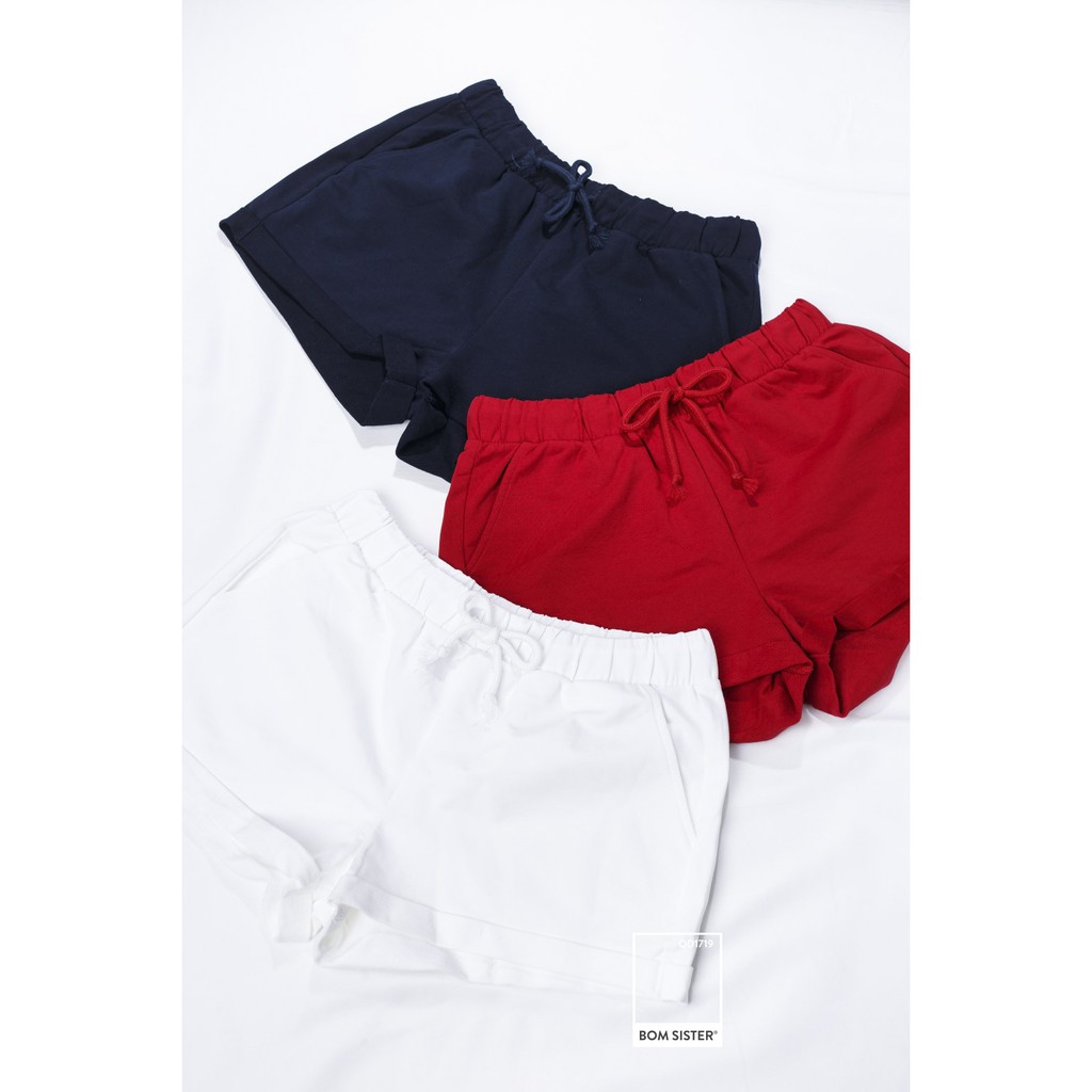 Quần Đùi Thể Thao Cotton Pha Màu Trơn Chân Gấp Viền BOM SISTER QD1819 | BigBuy360 - bigbuy360.vn