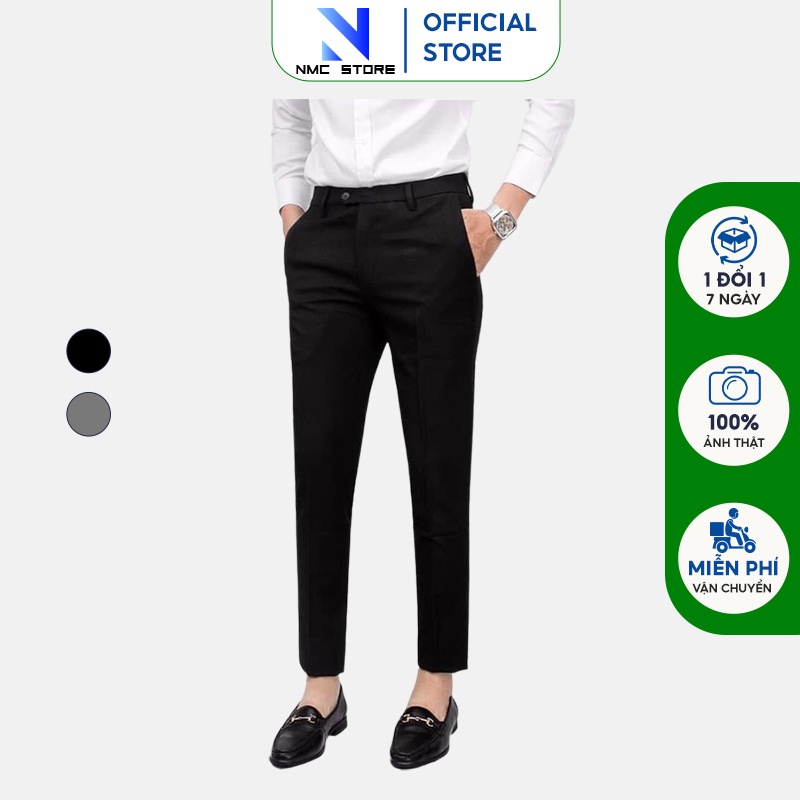 Quần Tây Nam NMC Ống Đứng Màu Đen Xám Chất Cotton Cao Cấp Co Dãn Thoải Mái Trẻ Trung