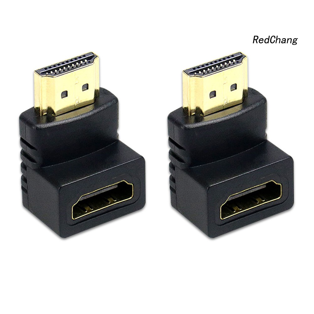 -SPQ- 2Pcs 90 Degrees Right Angle HDMI Male to Female Adapter Converter Connector