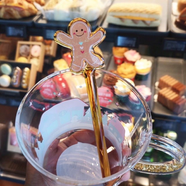 Starbucks 2020 mới giáng sinh Aurora cup sáng bóng Gingerbread người que trộn ly cà phê
