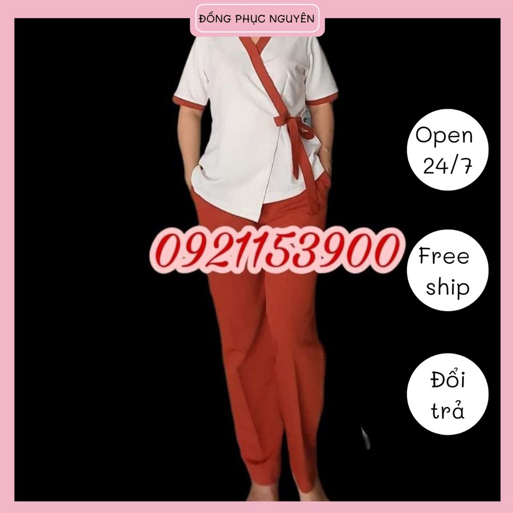 Đồng phục spa màu cam đất