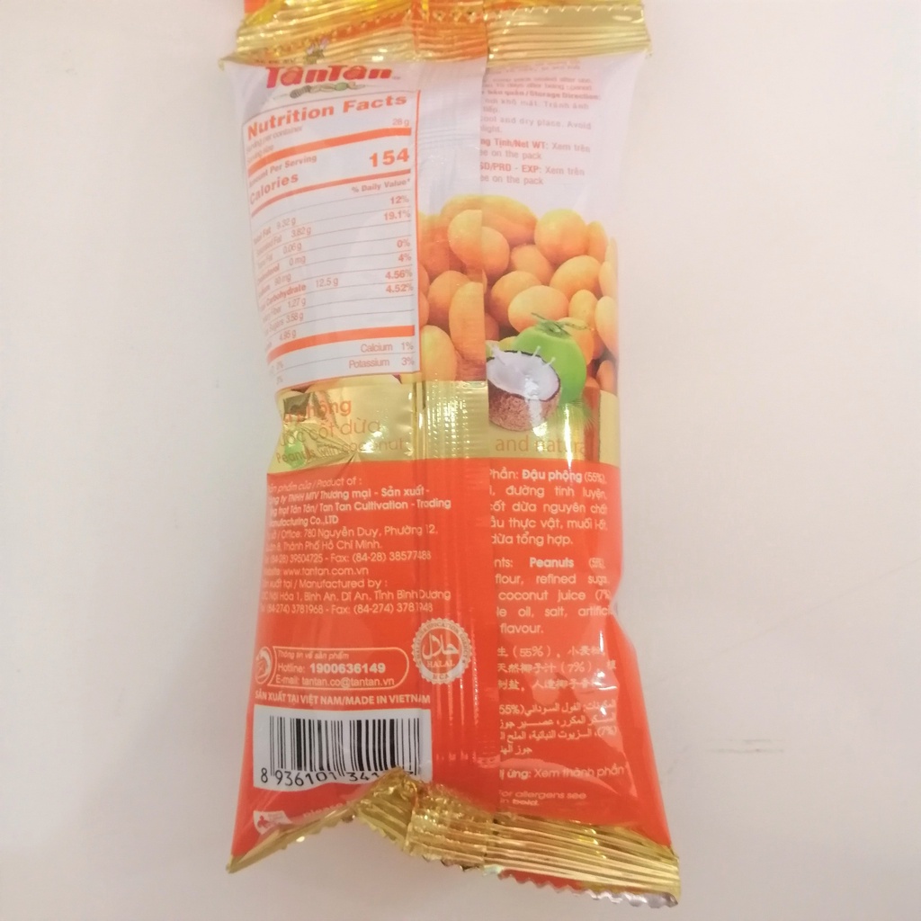 Đậu Phộng Nước Cốt Dừa Tân Tân Peanuts With Coconut (Lốc 10 gói x 30g)