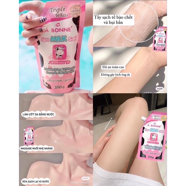 Muối tắm sữa bò tẩy tế bào chết Thái Lan A Bonne Spa Milk Salt 350gr, tẩy tbc cơ thể, làm trắng, cung cấp protein cho da