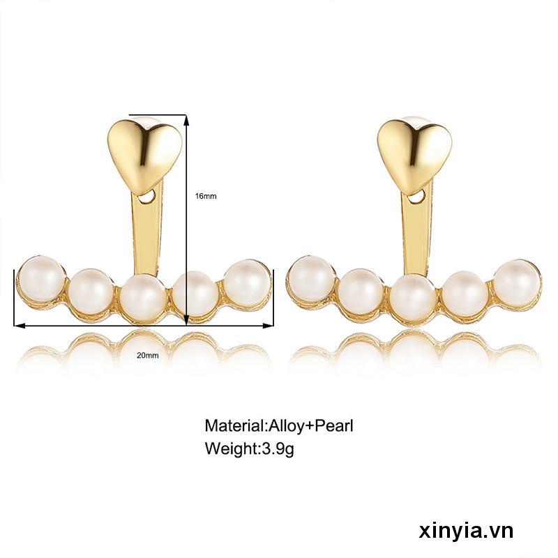 Khuyên Tai Treo Cong Đính Ngọc Trai Hình Trái Tim Thời Trang Sáng Tạo Cho Nữ