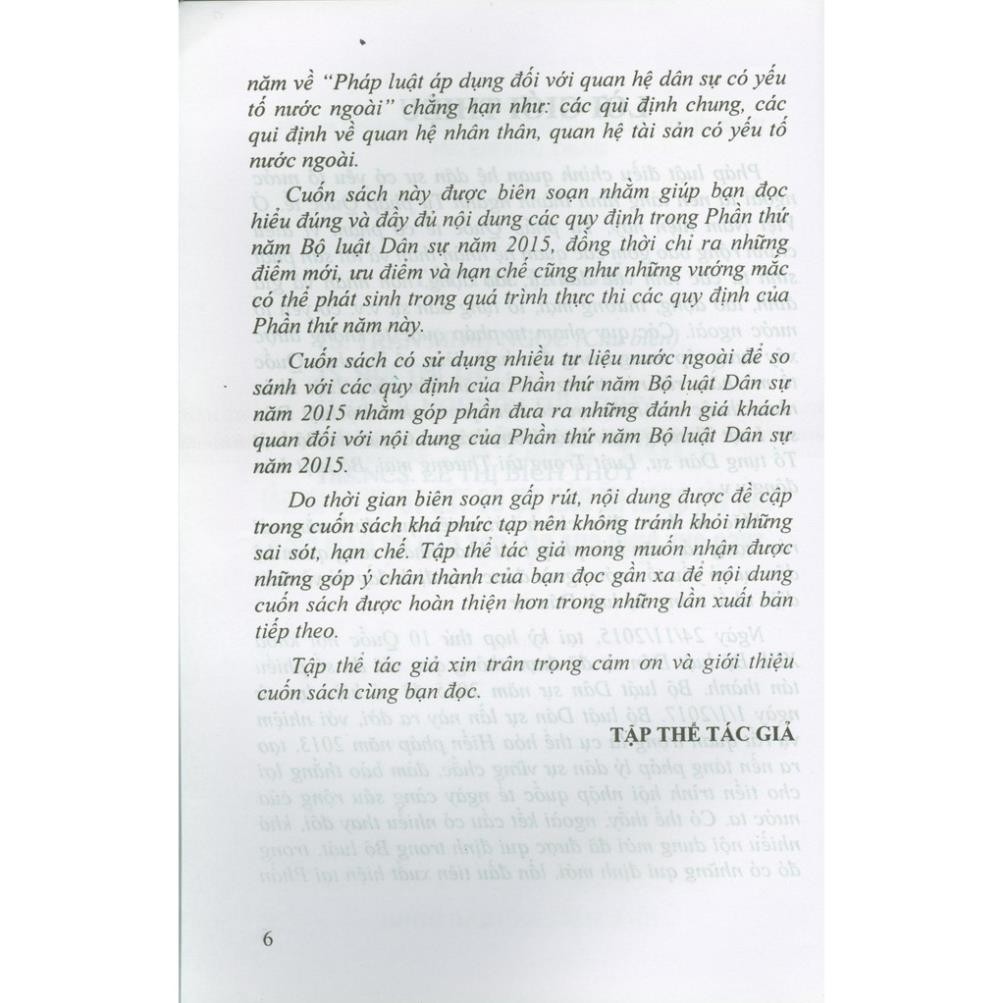 Sách - Pháp Luật Áp Dụng Đối Với Quan Hệ Dân Sự Có Yếu Tố Nước Ngoài Theo Quy Định Chung Của Bộ Luật Dân Sự Năm 2015