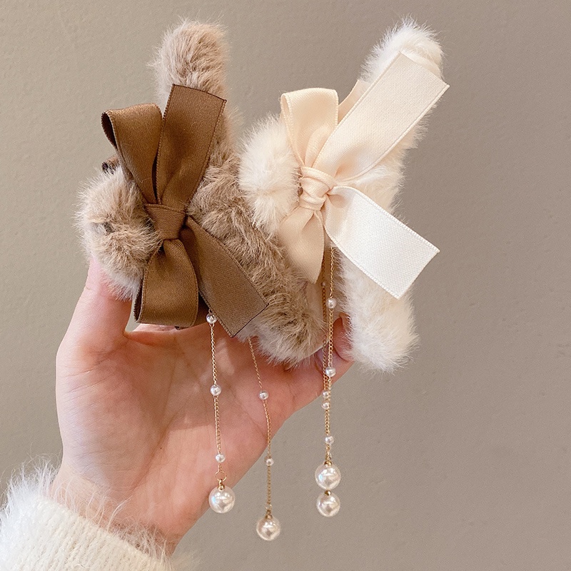 Kẹp Tóc Nơ Phối Tua Rua Phong Cách Hàn Quốc Cổ Điển Thời Trang