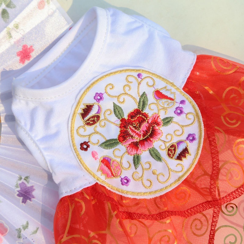 Váy Cotton Thoáng Khí Thoải Mái Thêu Họa Tiết Phong Cách Trung Hoa Thời Trang Xuân Hè Cho Thú Cưng