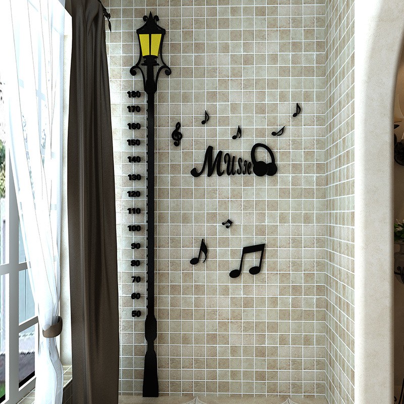 Thước đo chiều cao cho bé Cột Đèn Nốt Nhạc Tranh dán tường mica 3d decor Nhiều Size - EPeBen
