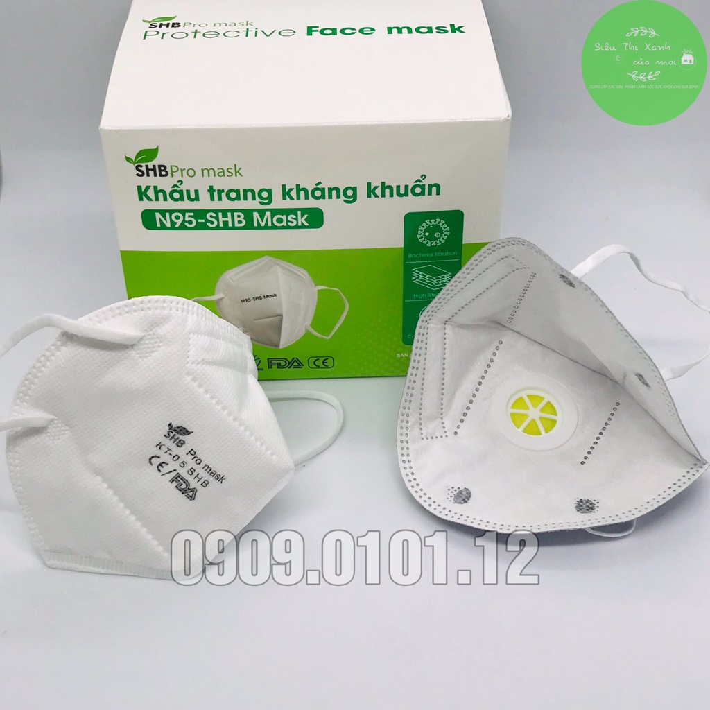 Khẩu trang n95 có van thở SHB Pro Mask, Kn95 chính hãng 5 lớp kháng khuẩn chuẩn FFP2 hộp 10 cái | BigBuy360 - bigbuy360.vn