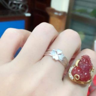 Nhẫn cỏ 4 lá 3in1 BẠC