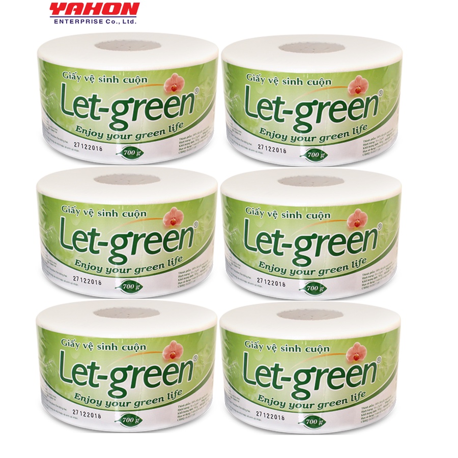 Combo 6 Cuộn Giấy Vệ Sinh Cuộn LET-GREEN 10*20 700 G/Cuộn