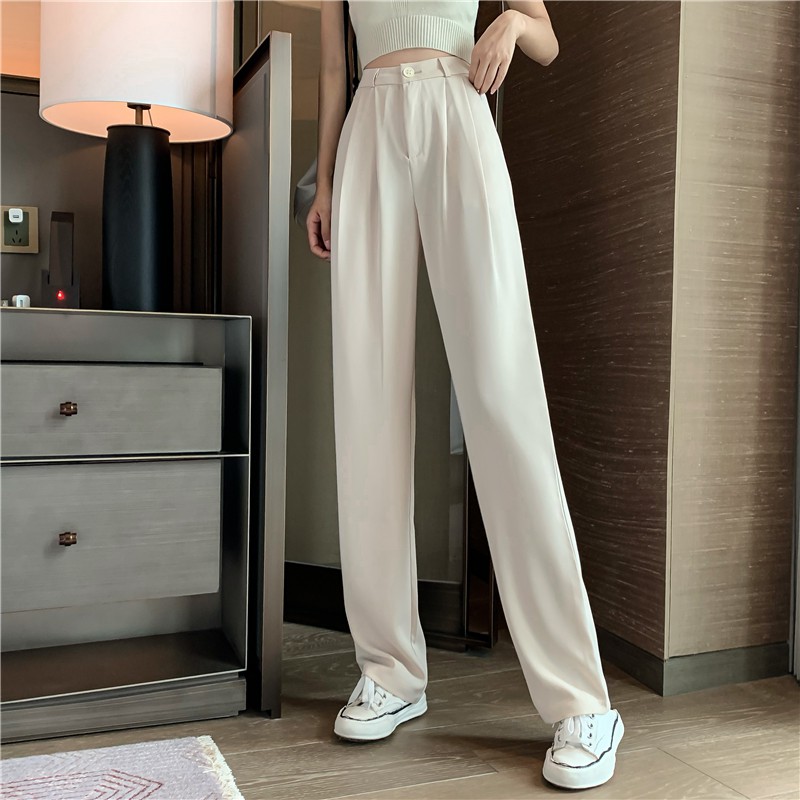 Xiaozhainv Quần Dài Lưng Cao Ống Rộng Phong Cách Hàn Quốc Dễ Phối Đồ | BigBuy360 - bigbuy360.vn