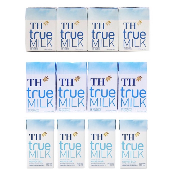 Dây 4 Hộp Sữa Tươi TH True Milk Lốc Có Đường 110ml