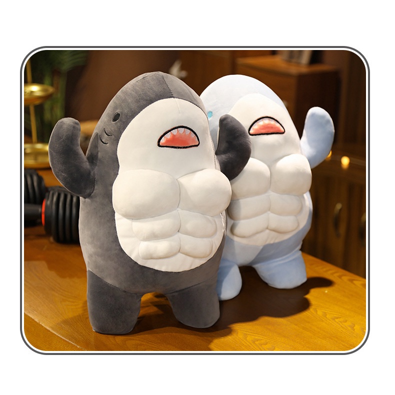 Gấu bông Thú Bông Cá Mập Cơ Bắp Siêu Mềm Mịn Làm quà tặng siêu cute 45cm 60cm