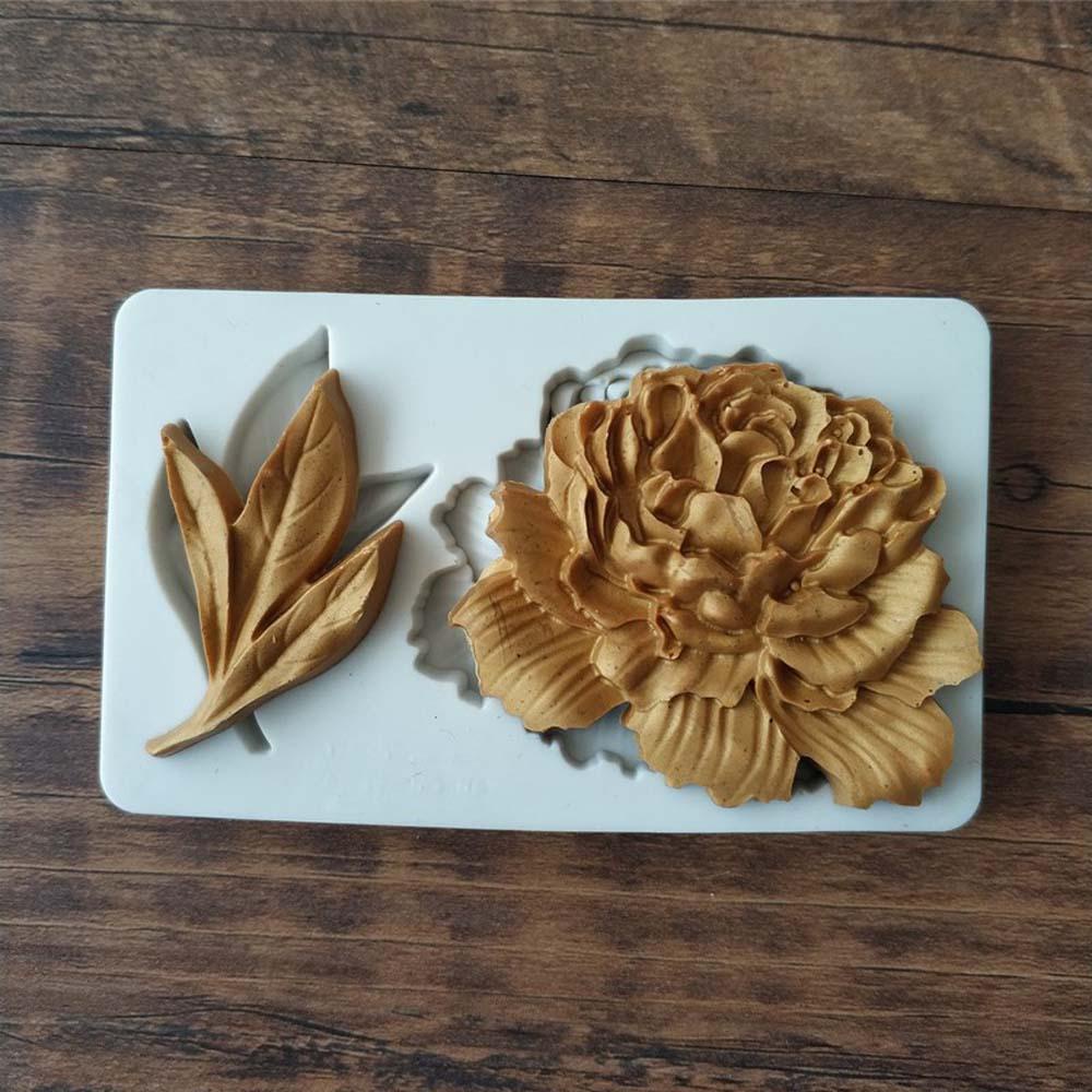 Khuôn Silicone Tạo Hình Làm Bánh Kẹo Hình Hoa Mẫu Đơn 3D