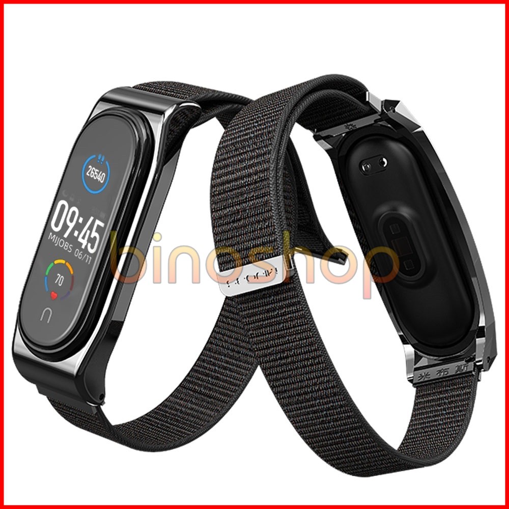 Dây đeo miband 5 nylon mặt kim loại chính hãng MIJOBS, dây đeo thay thế mi band 5 nylon CLASSIC MIJOBS