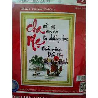 Tranh thêu chữ thập cha mẹ 222874 59*83cm
