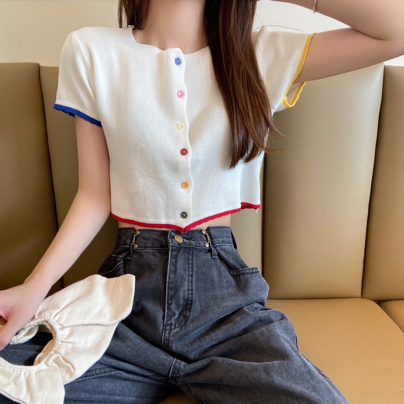 Áo kiểu Pure Cube tay ngắn phong cách Hàn Quốc xinh xắn thời trang cho nữ