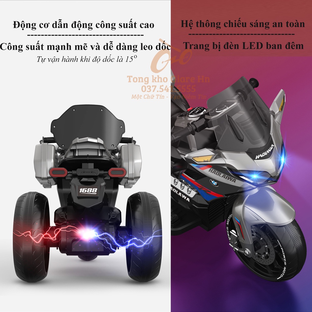 Xe mô tô phân khối  lớn mode-F1699, Xe máy điện cảnh sát cỡ lớn, tải trọng lên tới 65kg - âm nhạc vui nhộn