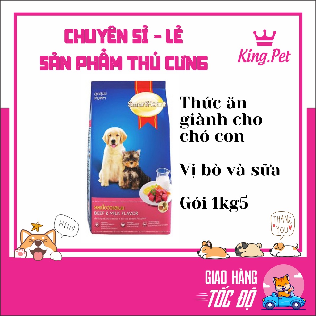 GÓI 1Kg5- THỨC ĂN CHÓ CON SMARTHEART PUPPY