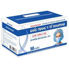 Khẩu Trang Y Tế Tân Á 3-4 Lớp Hộp 50 Chiếc Đủ Màu Xanh  , Trắng , Than Hoạt Tính
