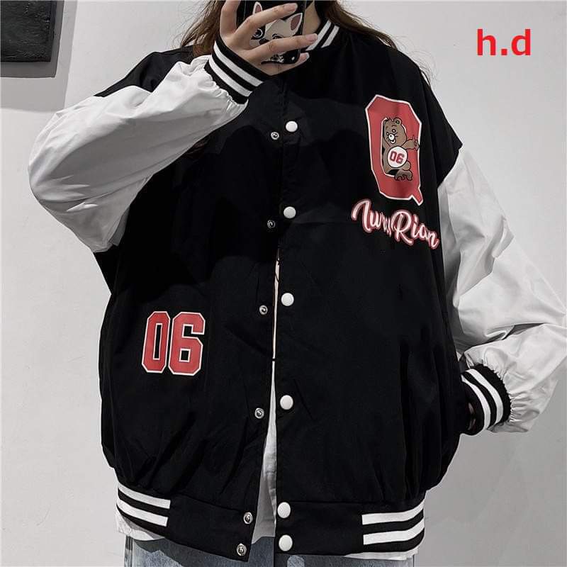 áo bomber nam nữ, bomber jacket thời trang gấu Q06