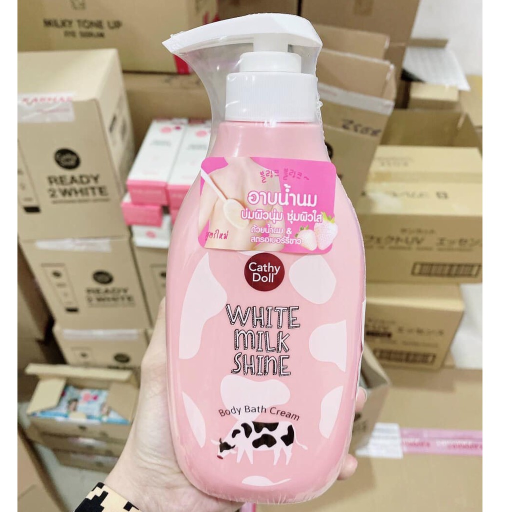 Sữa tắm trắng da sữa bò Cathy Doll White Milk Shine Body Bath Cream 450ml