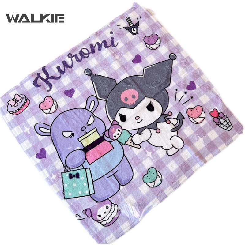 Khăn Lau Mặt Hình Vuông Nhỏ Họa Tiết Hoạt Hình Kuromi My Melody Cinnamoroll Kawaii 32Cmx32Cm