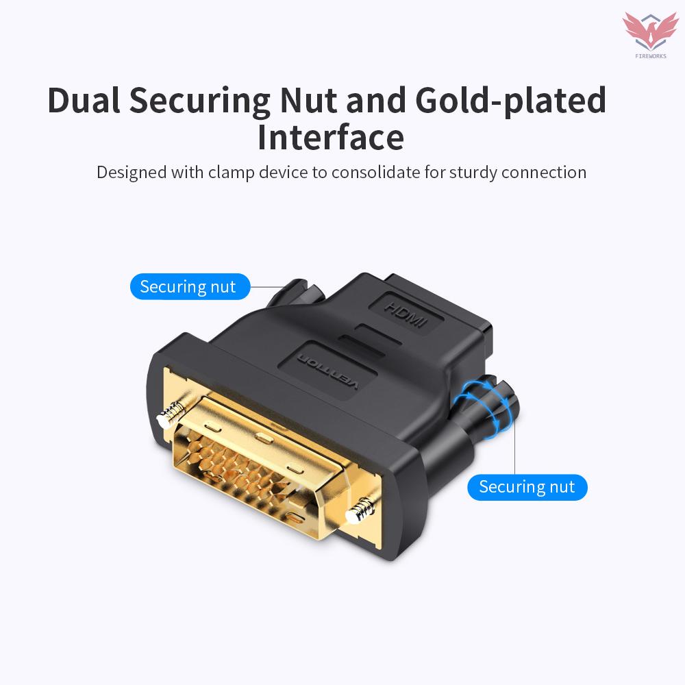 Fir VENTION DVI to HD Adapter DVI Male to HD Female Converter DVI24+1/DVI-D to HD   1080P Bi-directional Switch for TV Displayer Computer Graphic Card