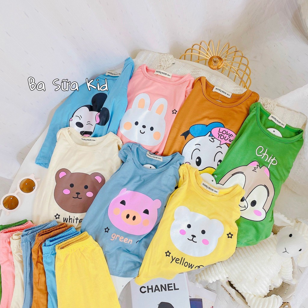 Bộ Thu Đông Cho Bé Trai Bé Gái Từ 12 Tháng Đến 5 Tuổi Chất Thun Lạnh Co Giãn Thoải Mái Hình In Ngộ Nghĩnh