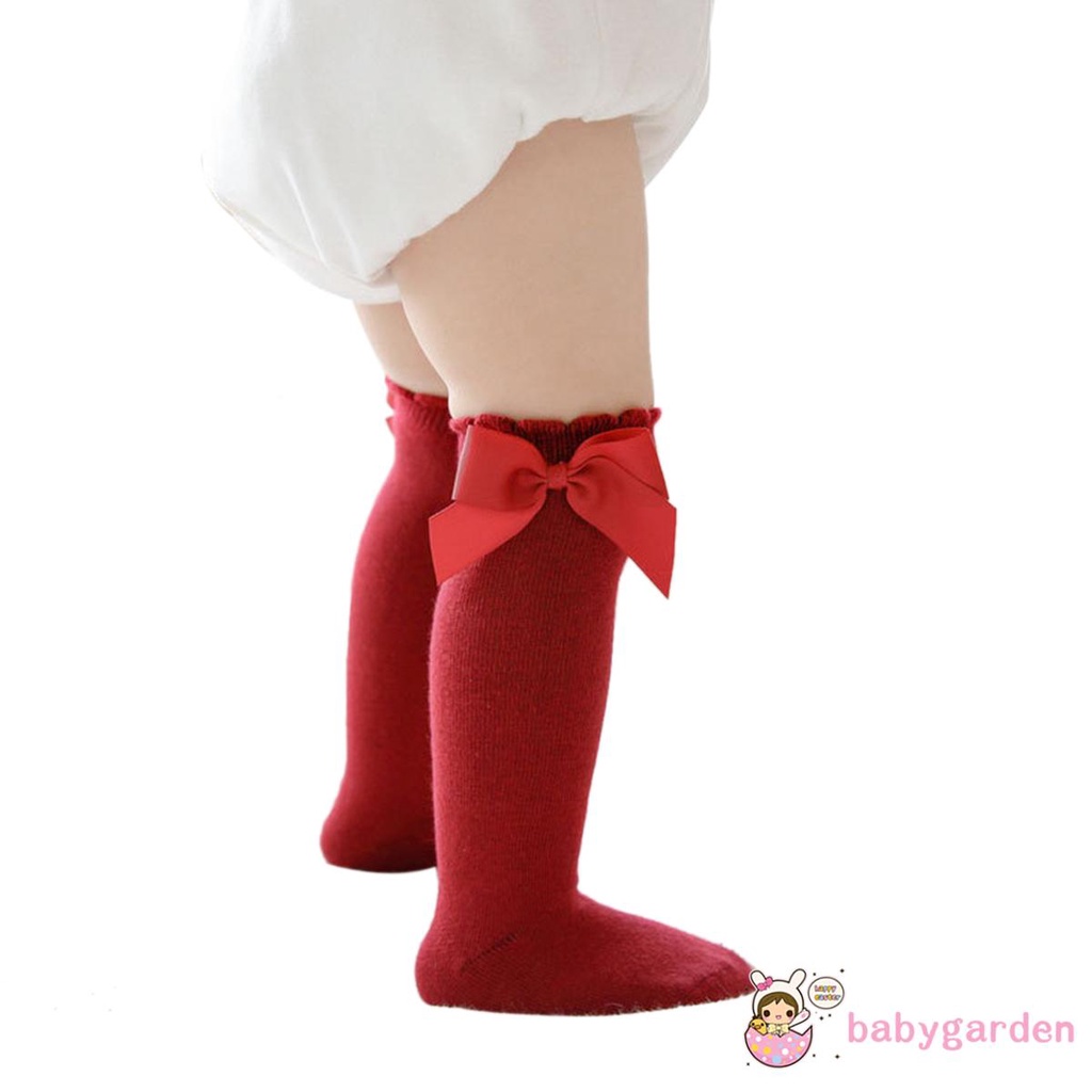 Vớ cotton cổ cao màu trơn đáng yêu cho bé gái từ 0-7 tuổi