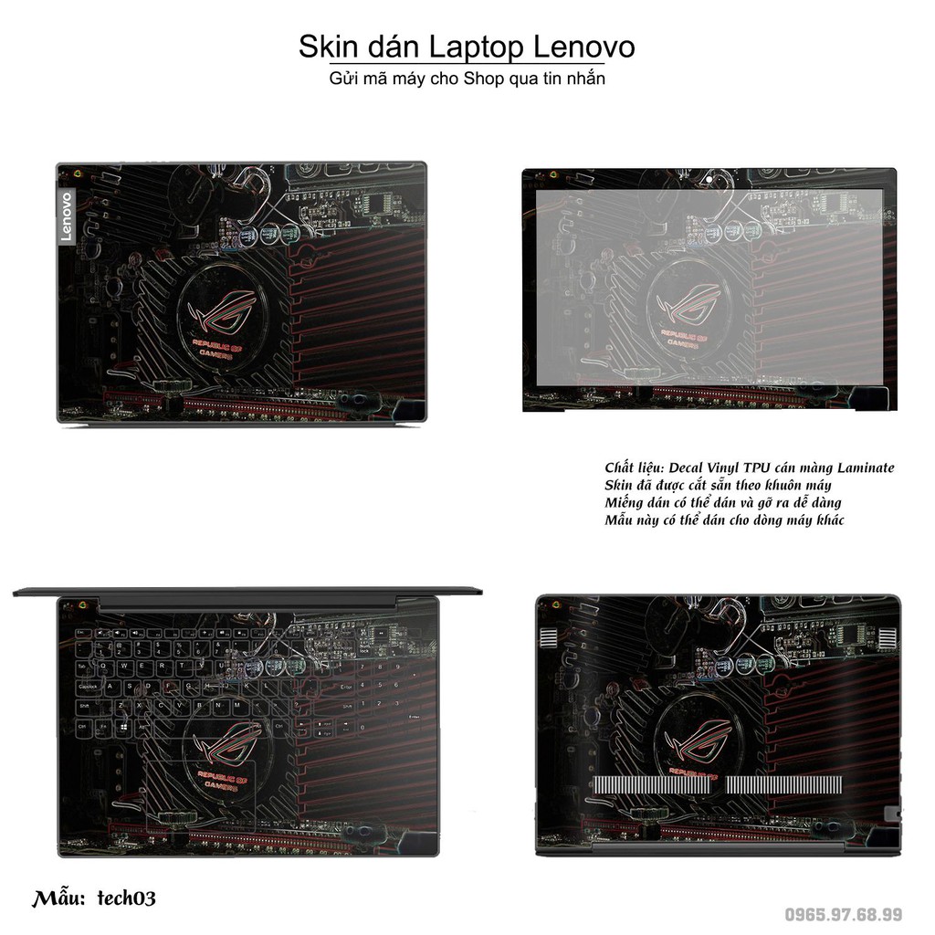 Skin dán Laptop Lenovo in hình Công nghệ (inbox mã máy cho Shop)