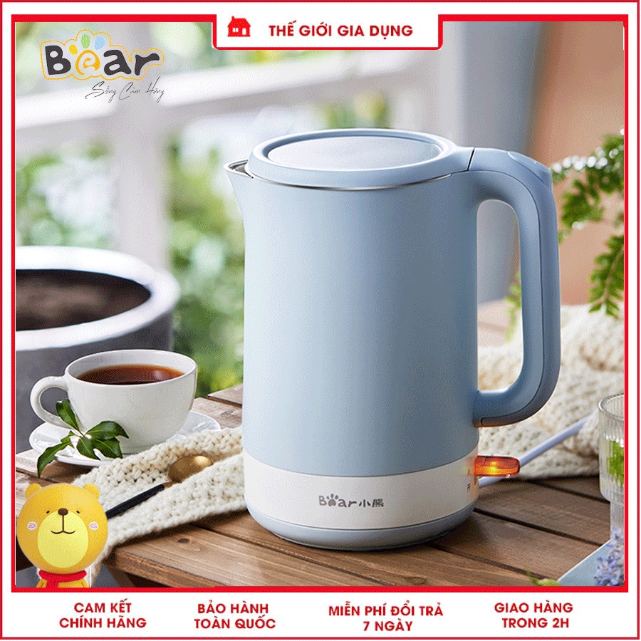 Ấm siêu tốc, Bình đun nước siêu tốc chính hãng BEAR -ZDH-Q15J1 Dung tích 1,5 lít - Bảo hành 6 tháng