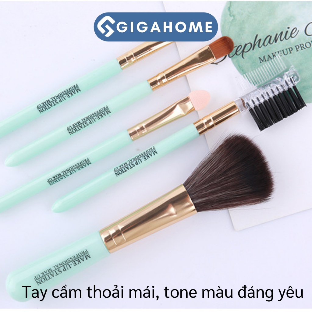 Bộ 5 Món Cọ Trang Điểm Cá Nhân GIGAHOME Lông Mềm Mịn, Dễ Ăn Phấn Dễ Mang Đi 8691