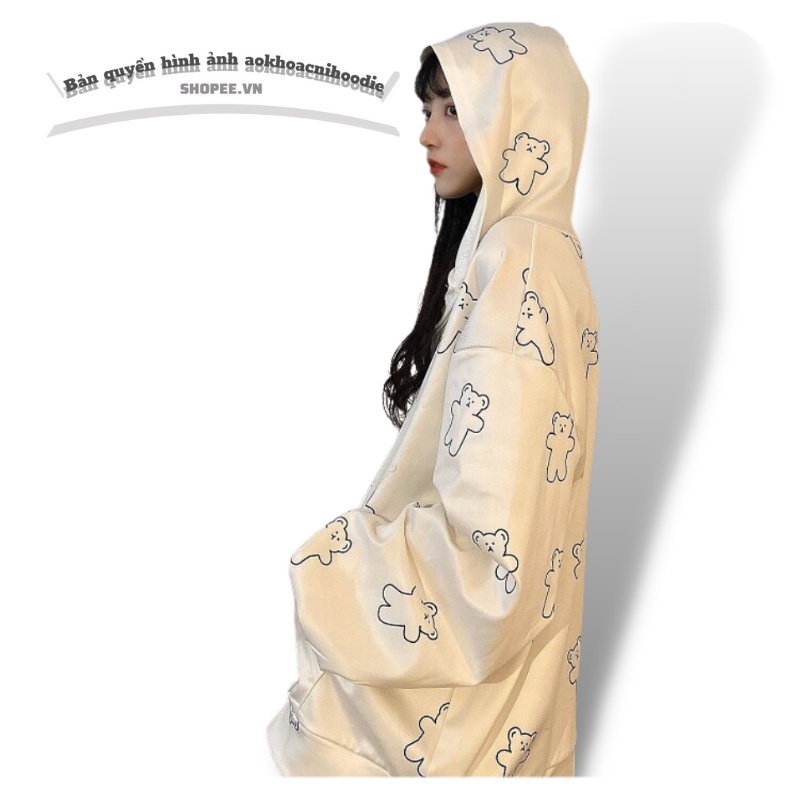 Áo hoodie nam áo khoác nỉ nữ mũ gấu trắng unisex cực xinh Freeship | BigBuy360 - bigbuy360.vn