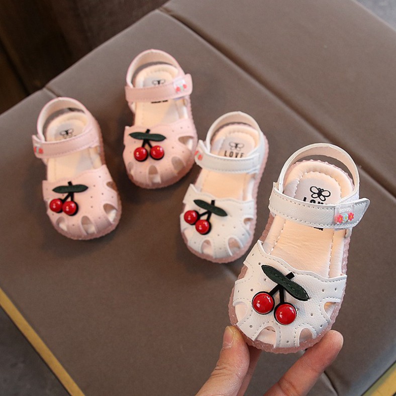 freeship Dép sandal bé gái - Giày dép tập đi cho bé từ 1- 4 tuổi hình quả Cherry hàng Quảng Châu chất da PU siêu mềm M16