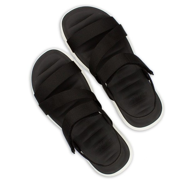 Giày sandal quai chéo nam nữ unisex, xăng đan cực êm NESTY SB12-DDT đen đế trắng