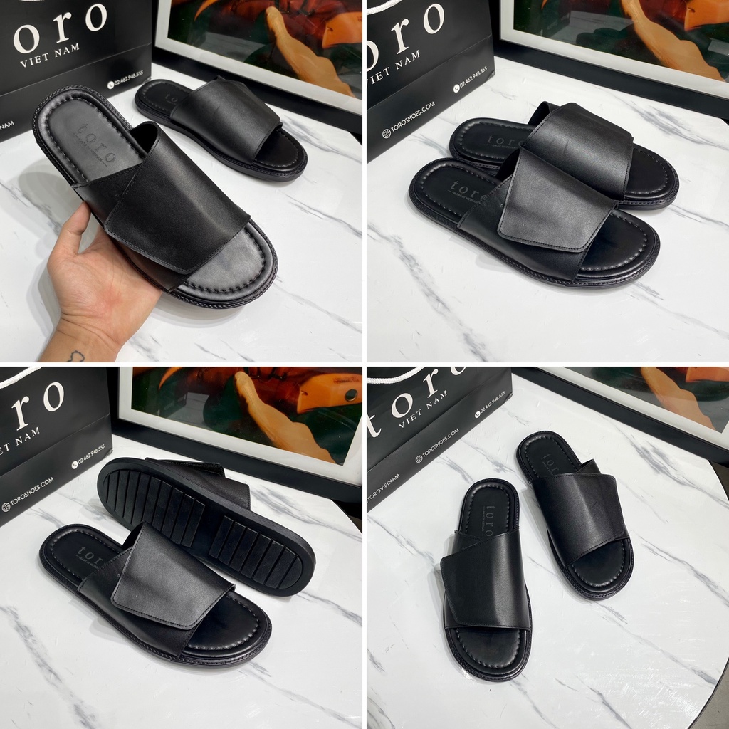 [CAO CẤP] DÉP DA NAM DA BÒ ĐẾ CAO SU SIÊU BỀN TOROSHOES