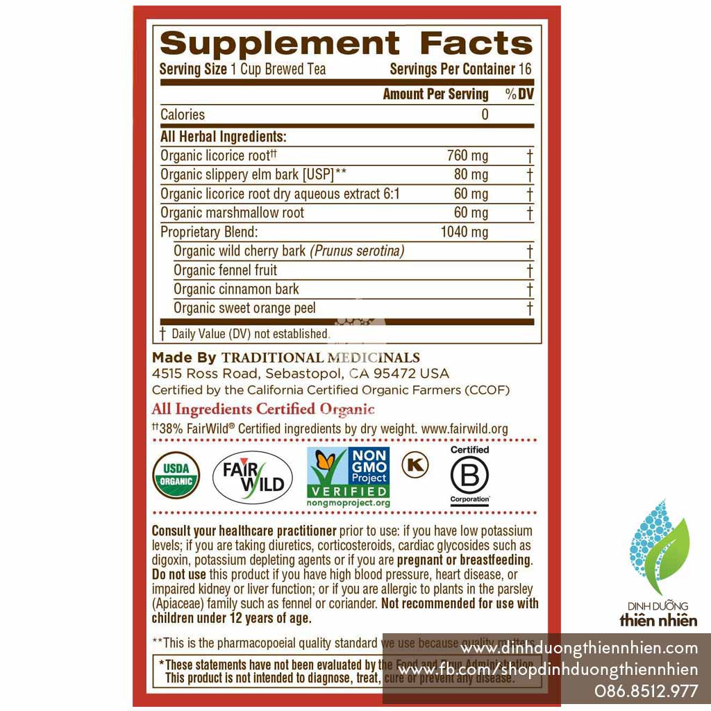 Trà Hữu Cơ Traditional Medicinals Throat Coat, Giúp Làm Dịu Cổ Họng | BigBuy360 - bigbuy360.vn