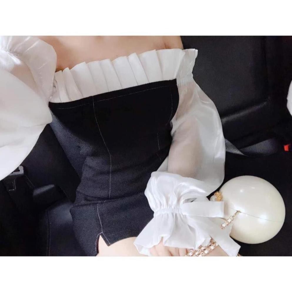 Đầm trễ vai dự tiệc tay phối lưới bóng kính siêu hot | BigBuy360 - bigbuy360.vn