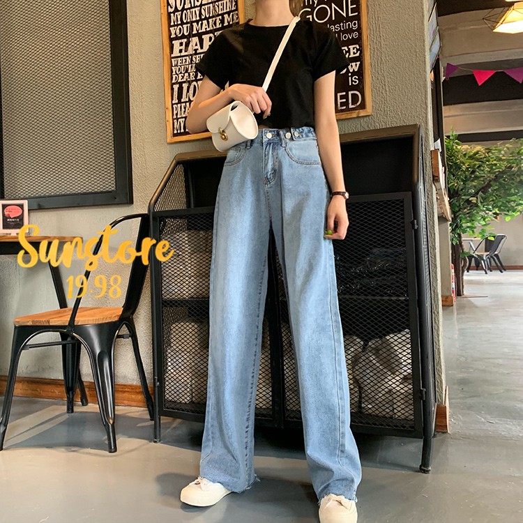 [Mã WASTMAY giảm 15% tối đa 30K đơn 150K] Quần jeans suông dài ống rộng phong cách hàn quốc ulzzang