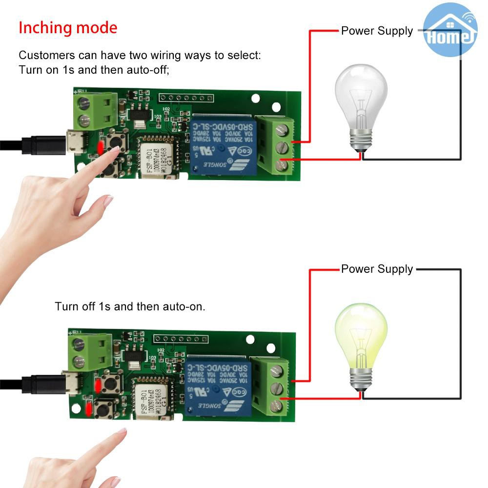 ALEXA Set 5 Mô Đun Rơ Le Wifi Không Dây Thông Minh Ewelink Usb Dc5V