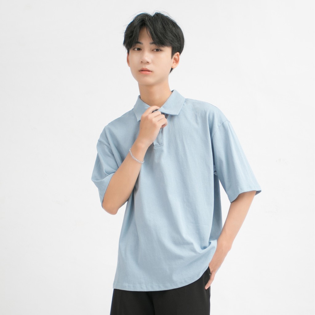 Áo Phông Polo Nam MANDO Tay Lỡ Có Cổ Vải Cotton Gân Cao Cấp Nhiều Màu Form Rộng Basic Unisex Thời Trang Hàn Quốc PDN118