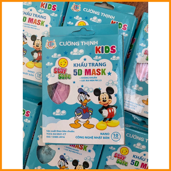 Khẩu Trang Y Tế Cho Bé Cường Thịnh 5D Mask Kháng Khuẩn Đạt Chuẩn An Toàn Cho Trẻ Em Hộp 10 Cái