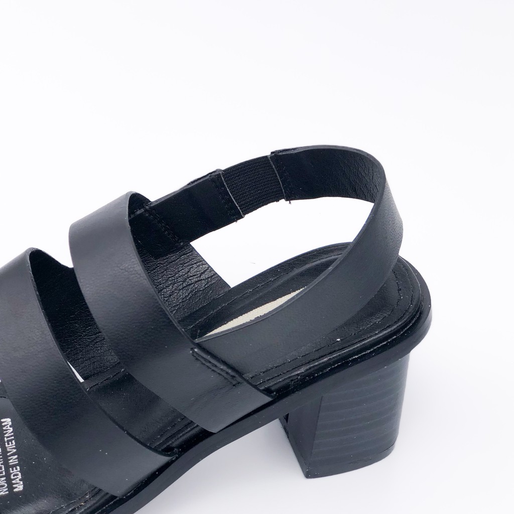 Sandal nữ VNXK quai chun sau tiện lợi, dép xăng đan da thật gót cao 5cm - Kimy Store